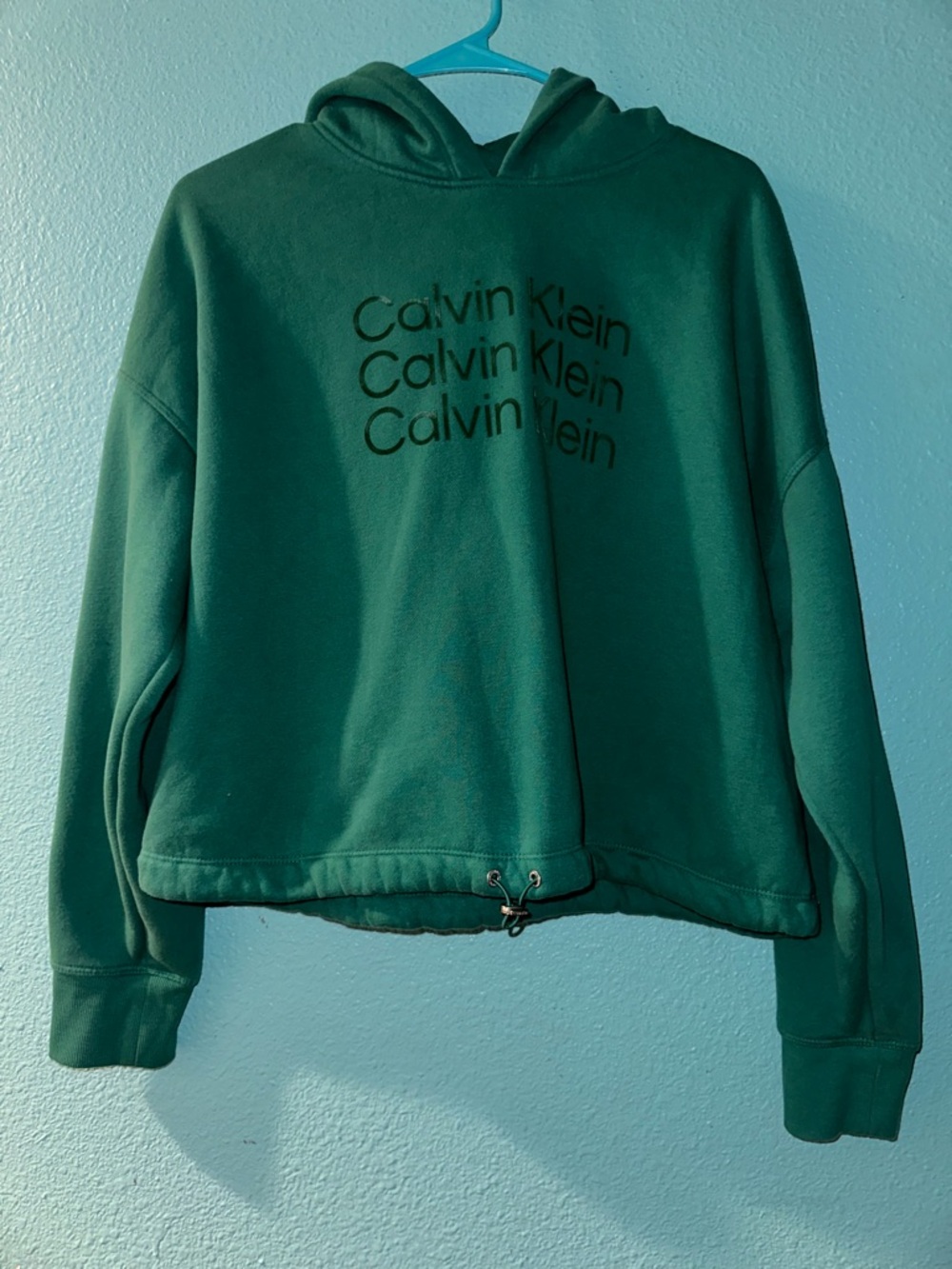 Calvin Klein Women's Dark Green Logo Hoodie Sweatshirt